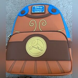 Loungefly Hercules Brown and Blue Backpack with Gold Emblem